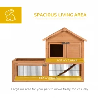 PawHut Wood Rabbit Hutch Bunny Small Animal House w/ Outdoor Run Portable Backyard Wooden with Outdoor Run(m-4)