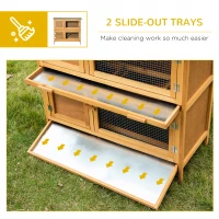 PawHut Solid Wood Rabbit/Bunny Hutch with 2 Large Main Rooms, Protection from UV Rays and Water, and Firm Cage, Yellow(m-6)