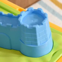 Qaba 23PCs Kids Sand and Water Table Beach Play Toddler Activity Sandbox Summer Beach Toy sets with Castle Shape Molds Lid Accessories Multicolor(m-14)