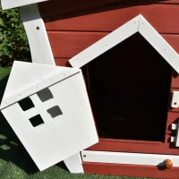 PawHut Wood Rabbit Hutch Backyard Bunny Cage Small Animal House habitat w/ Ramp and Outdoor Run(m-9)