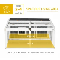 PawHut Wooden Rabbit Hutch Small Animal Cage Pet Run Indoor Outdoor with Openable Roof and Water-repellent Paint, Grey(m-4)