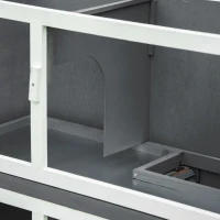 Pawhut Rabbit Hutch Wooden Bunny Cage Small Animal House w/ 2 Large Main Rooms, Pull Out Tray, Protection from UV Rays and Water, Grey(m-9)