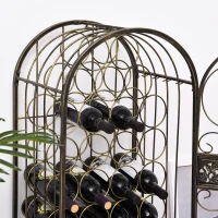 HOMCOM 45 Bottle Wrought Iron Lockable Industrial Free Standing Wine Rack Jail, Antique Bronze(m-12)