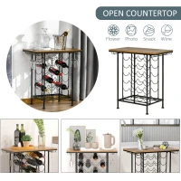 HOMCOM 24-Bottle Industrial Modern Wine Rack Table, Freestanding 6 Tier Wine Bottle Organizer with Glass Stemware Holder , Natural / Black(m-5)