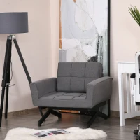 HOMCOM Convertible Accent Chair Single Sofa with Upholstered Fabric Cushion and Steel Legs for Compact Living Room, Grey(m-8)