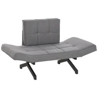 HOMCOM Convertible Accent Chair Single Sofa with Upholstered Fabric Cushion and Steel Legs for Compact Living Room, Grey(m-11)