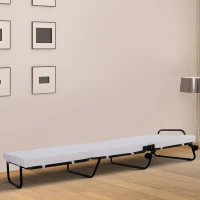 HOMCOM Portable Folding Bed, Single Guest Bed Convertible Sleeper with Wheels, Mattress with Frame, Grey(m-9)
