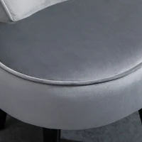 HOMCOM Modern Foot stool Ottoman, Small Leisure Chair Upholstered, Button Tufted Armless Club Chair Wingback Chair with Low Back, Velvet Style Fabric and Stable Fir Legs, Grey(m-13)