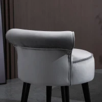 HOMCOM Modern Foot stool Ottoman, Small Leisure Chair Upholstered, Button Tufted Armless Club Chair Wingback Chair with Low Back, Velvet Style Fabric and Stable Fir Legs, Grey(m-12)