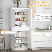 HOMCOM Modern Kitchen Pantry Freestanding Cabinet Cupboard with Doors and Drawer, Adjustable Shelving, White(m-4)