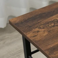 HOMCOM C Shaped End Table with Storage Shelves, Mobile Side Table with Wheels for Sofa Couch, Bed, Metal Frame, Rustic Brown(m-7)