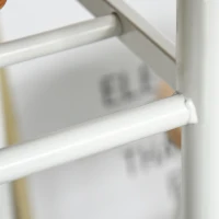 HOMCOM 3 Piece Counter Height Bar Table and Chairs Set, Space Saving Dining Table with 2 Matching Stools, Storage Shelf Metal Frame Footrest, White/Oak(m-11)