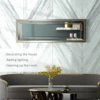 HOMCOM 59" x 20" Modern Full Length Mirror, Wall Mirror for Living Room, Bedroom, Hanging and Leaning Floor Mirror, Vertical or Horizontal, Silver/Gray(m-4)