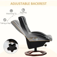 HOMCOM Massage Recliner Chair with Ottoman, Electric Faux Leather Recliner with 10 Vibration Points, Swivel Reclining Chair with Remote Control, Wood Base and Side Pocket, Black(m-5)