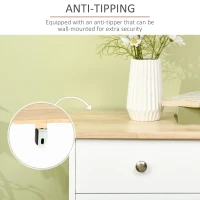 HOMCOM Modern Sideboard with Rubberwood Top, Buffet Cabinet with Storage Cabinets, Drawers and Adjustable Shelves, White(m-7)