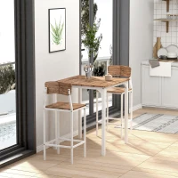 HOMCOM 3 Piece Industrial Counter Height Dining Table Set, Bar Table & Chairs with Steel Legs & Footrests, White(m-10)