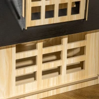 PawHut Cottage Design Small Dog House Indoor with Roomy Interior, Cute Wooden Pet Homee with Windows, Lockable Door with Bone Shape, for Small Sized Dog, Oak(m-8)