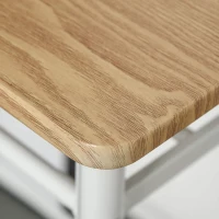 HOMCOM 3 Piece Counter Height Bar Table and Chairs Set, Space Saving Dining Table with 2 Matching Stools, Storage Shelf Metal Frame Footrest, White/Oak(m-12)