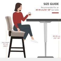 HOMCOM Set of 2 Tufted Bar Stool Chairs, Beige(m-7)