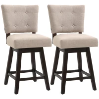 HOMCOM Set of 2 Tufted Bar Stool Chairs, Beige(m-1)