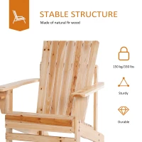 Outsunny Oversized Adirondack Chair, Outdoor Fire Pit and Porch Seating, Classic Log Lounge w/ Built-in Cupholder, Natural Wood(m-6)
