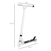 Aosom Stunt Scooter, Pro Scooter, Entry Level Freestyle Scooter w/ Lightweight Alloy Deck for 14 Years and Up Teens, Adults, White(m-3)