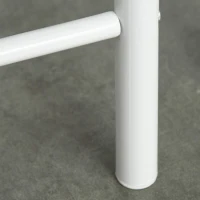 HOMCOM 3 Piece Counter Height Bar Table and Chairs Set, Space Saving Dining Table with 2 Matching Stools, Storage Shelf Metal Frame Footrest, White/Oak(m-13)