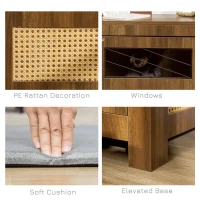 PawHut Dog Crate Furniture with Cushion, Wooden Dog Kennel End Table with Lockable Door, for Miniature Dogs, Indoor, Walnut(m-6)