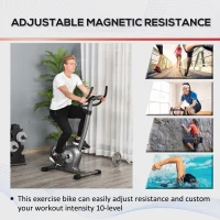 Soozier Exercise Bike with 10-Level Adjustable Magnetic Resistance, Indoor Cycling Bike Home Cardio Workout Trainer, 16lbs Flywheel, LCD Display, and Adjustable Seat, Grey(m-6)