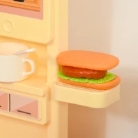 Qaba Kids Kitchen Play Set Role Play Cooking Toy, Educational Pretend Playset Game, w/ Water Circulation Spray Music Sound Light, 360° Rotation Faucet for 3-6 Years Old Beige, Pink(m-13)