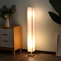 HOMCOM 48" Modern Free Standing Rectangle Floor Lamp with Linen Shade - White(m-7)