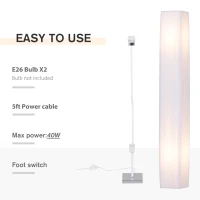 HOMCOM 48" Modern Free Standing Rectangle Floor Lamp with Linen Shade - White(m-5)