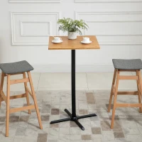 HOMCOM 23.5" Industrial Modern Pub Bar Table, 40.5 Inch Height Adjustable Cocktail table Square Dining Table for Kitchen or Dining Room, Natural Wood(m-7)