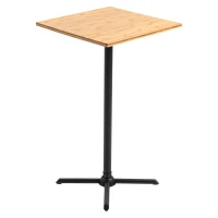 HOMCOM 23.5" Industrial Modern Pub Bar Table, 40.5 Inch Height Adjustable Cocktail table Square Dining Table for Kitchen or Dining Room, Natural Wood(m-10)