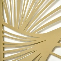 HOMCOM Metal Wall Art Abstract Line Ginkgo Leaves Set of 3 Hanging Wall Sculpture Home Decor for Living Room Bedroom Kitchen 12"x36"x3, Gold(m-7)