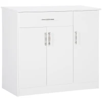 HOMCOM Modern Kitchen Sideboard, Buffet Table with Drawer, Double Door Cabinet and Adjustable Shelves, White(m-1)