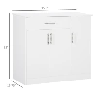 HOMCOM Modern Kitchen Sideboard, Buffet Table with Drawer, Double Door Cabinet and Adjustable Shelves, White(m-3)
