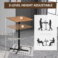 HOMCOM 23.5" Industrial Modern Pub Bar Table, 40.5 Inch Height Adjustable Cocktail table Square Dining Table for Kitchen or Dining Room, Natural Wood(m-4)