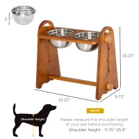 PawHut Elevated Dog Bowls Adjustable Pet Feeder Raised Dog Bowl with 2 Removable Stainless Steel Bowls for S, M, L, XL  Dogs, Brown(m-3)
