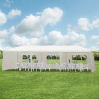 Outsunny 10'x30' Portable  Party Tent Outdoor Event Camping Gazebo Canopy with 5 Removable Sidewalls, White(m-8)