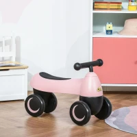 Qaba Baby Balance Bike for 18-36 Months, Toddler No Pedal Ride-on Walking Bike with 4 Wheels Gifts for Boys Girls, Pink(m-8)