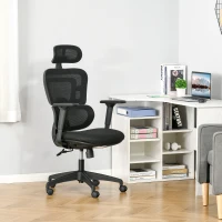 Vinsetto 300 lbs Mesh Office Chair, Ergonomic High Back Swivel Desk Chair with Adjustable Height, Armrest, Lumbar Support and Headrest, Black(m-1)