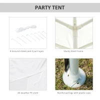 Outsunny 10x10ft Party Tent Portable Gazebo Garden Canopy Event Shelter Outdoor Sunshade White(m-6)