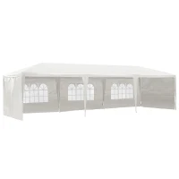 Outsunny 10'x30' Portable  Party Tent Outdoor Event Camping Gazebo Canopy with 5 Removable Sidewalls, White(m-2)