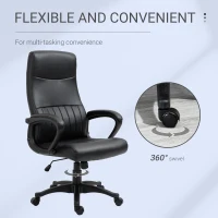 Vinsetto High Back Office Chair Swivel Executive PVC Leather Ergonomic Chair, Adjustable Height, Black(m-6)
