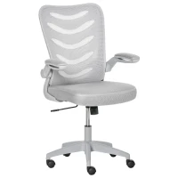 Vinsetto Mesh Office Chair Mid Back Task Desk Chair with Lumbar Back Support, Flip-Up Arm, Adjustable Height, Grey(m-2)