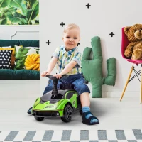 Aosom Ride on Push Car, Ride Racer, Foot-to-Floor Walking Sliding Car for Toddler with Under Seat Storage, Horn and Engine Sound, Steering Wheel, Aged 18-36 Months, Green(m-8)