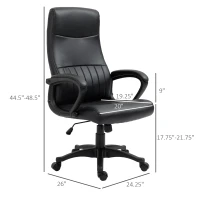 Vinsetto High Back Office Chair Swivel Executive PVC Leather Ergonomic Chair, Adjustable Height, Black(m-3)