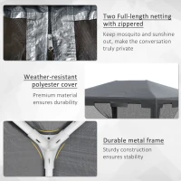 Outsunny 10x13ft Gazebo Party Tent Outdoor Canopy Garden Sun Shade w/Mesh Sidewalls, Dark Grey(m-6)