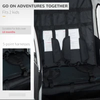 Aosom 2-in-1 Double Child Baby Bike Trailer and Stroller - Black & White(m-6)